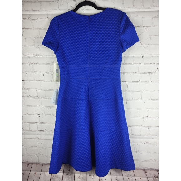 Eliza J Women's  Dot Texture Fit Flare Dress in Royal Blue Size 4 - Picture 4 of 11
